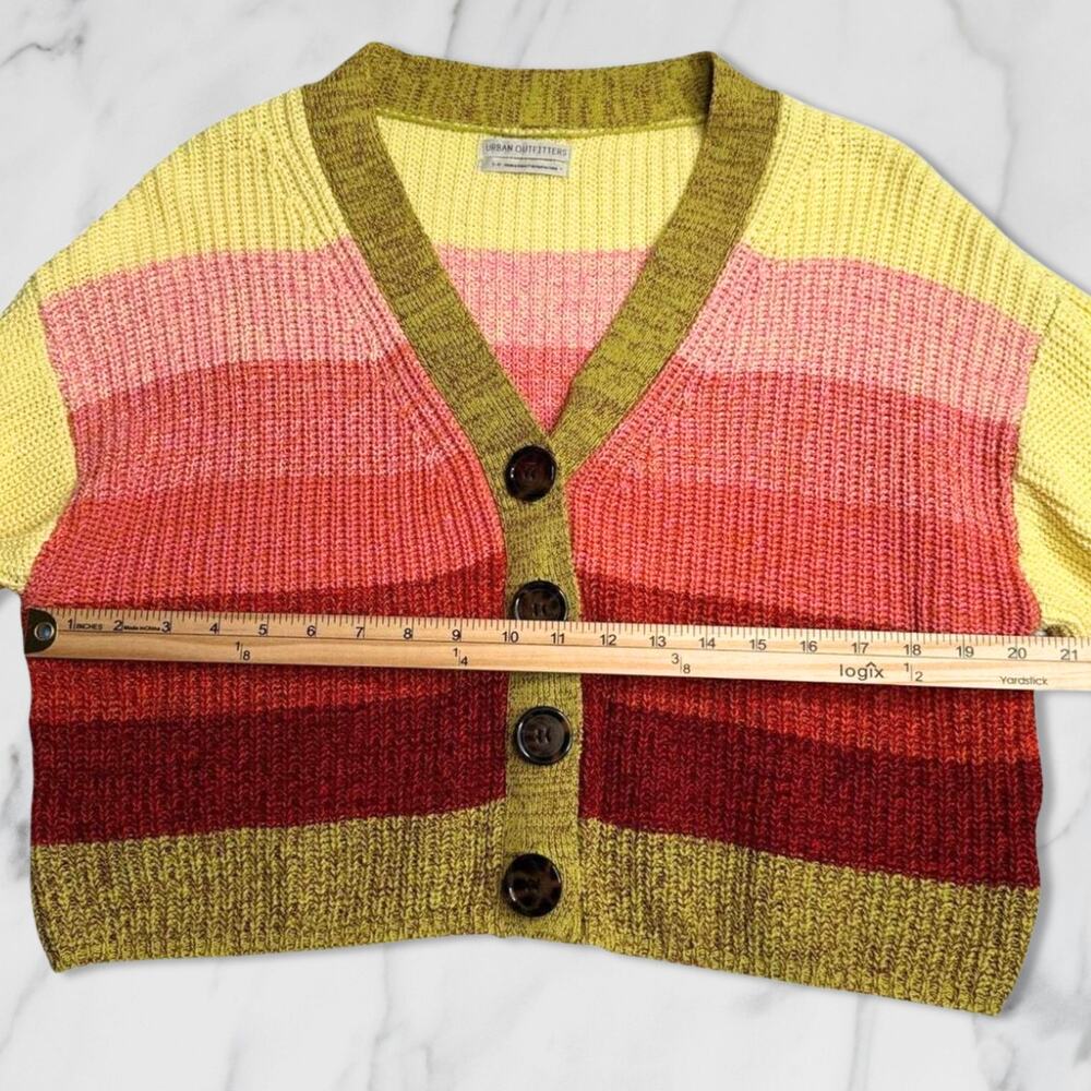 Urban Outfitters Turner Ribbed Cropped Striped Button-Down Retro Cardigan Small - Picture 6 of 8